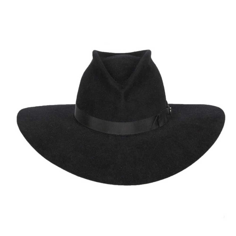 Gladys Tamez Millinery NWT Black Felt Velour Hat M